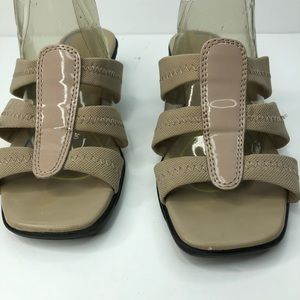 Airstep Tan Wedge Heel Slip-On Sandals Size 5-Wide Shoe